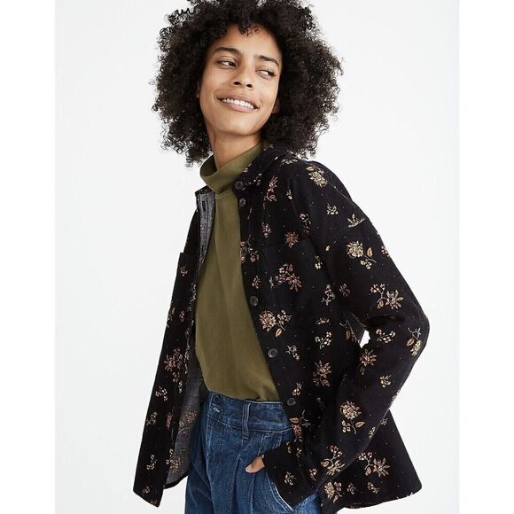Madewell Corduroy Shirt-Jacket in Fall Floral sz Small - Picture 1 of 10